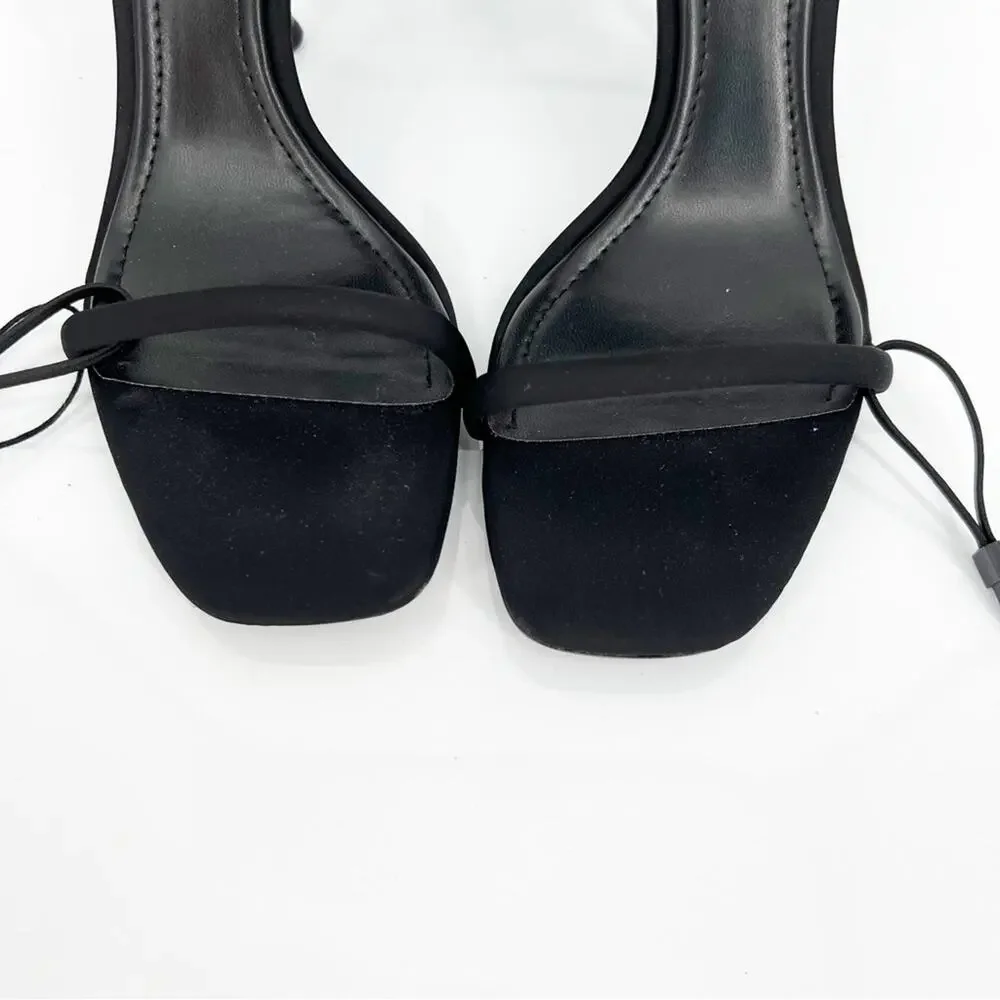 NWT ZARA Heeled Sandals with Maxi Bow Women's Size 6.5 Black Coquette - Picture 3 of 8